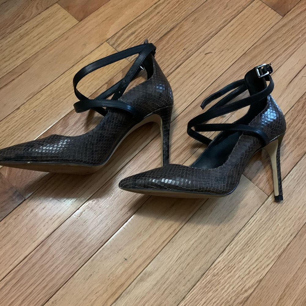 Michael Kors snakeskin ankle tie pump